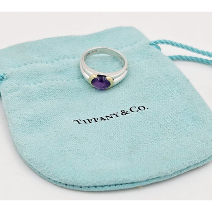 Tiffany &amp; Co. Jewelry Antique Tiffany &amp; Co Sterling 14k Gold Amethyst Ring w/ Bag