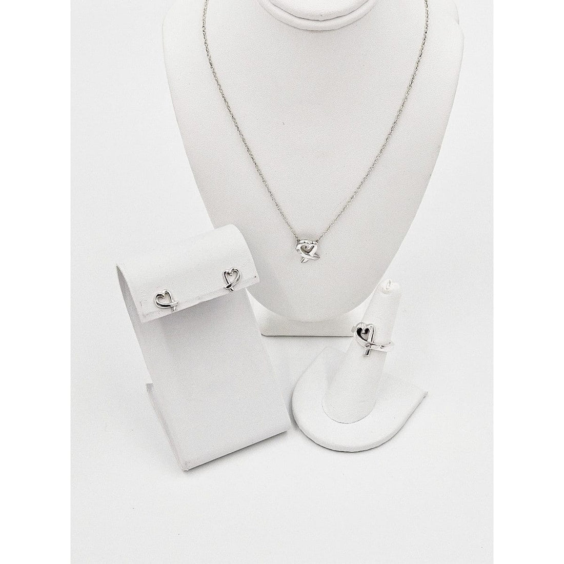 Tiffany &amp; Co. Jewelry Superb Tiffany&amp;Co Paloma Picasso Sterling Heart Earrings Ring Necklace Set