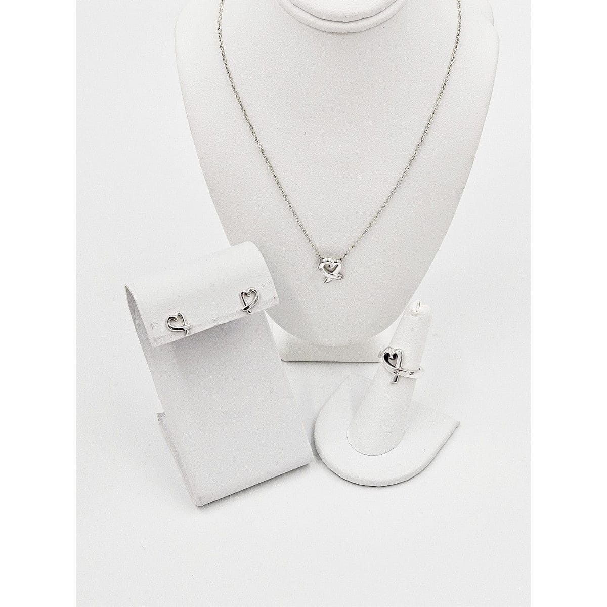 Tiffany &amp; Co. Jewelry Superb Tiffany&amp;Co Paloma Picasso Sterling Heart Earrings Ring Necklace Set