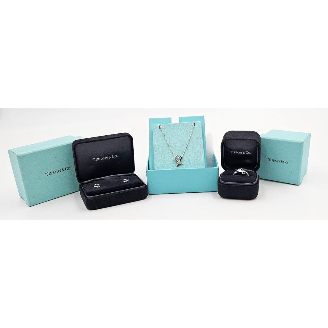 Tiffany &amp; Co. Jewelry Superb Tiffany&amp;Co Paloma Picasso Sterling Heart Earrings Ring Necklace Set