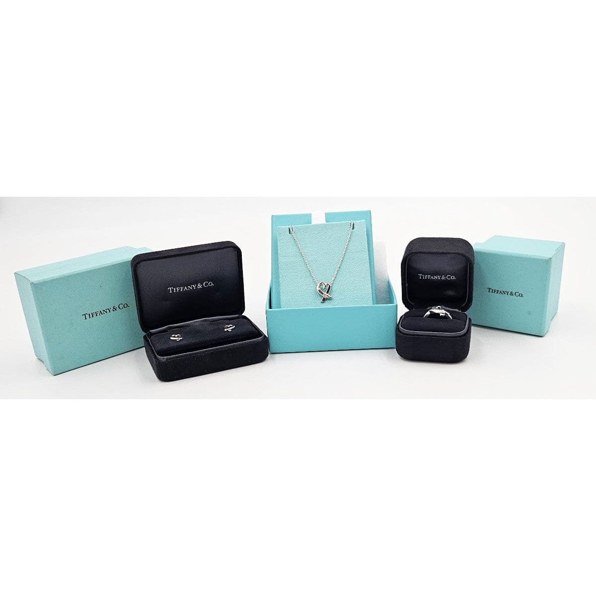 Tiffany &amp; Co. Jewelry Superb Tiffany&amp;Co Paloma Picasso Sterling Heart Earrings Ring Necklace Set