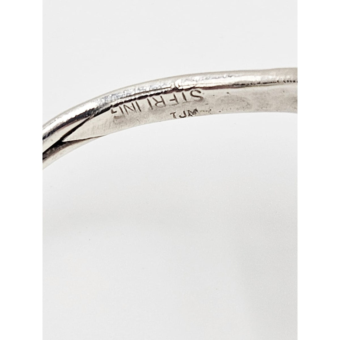 TJM Sterling Jewelry Artisan Signed TJM Sterling Abstract Modernist Brutalist Cuff Bracelet 1990s