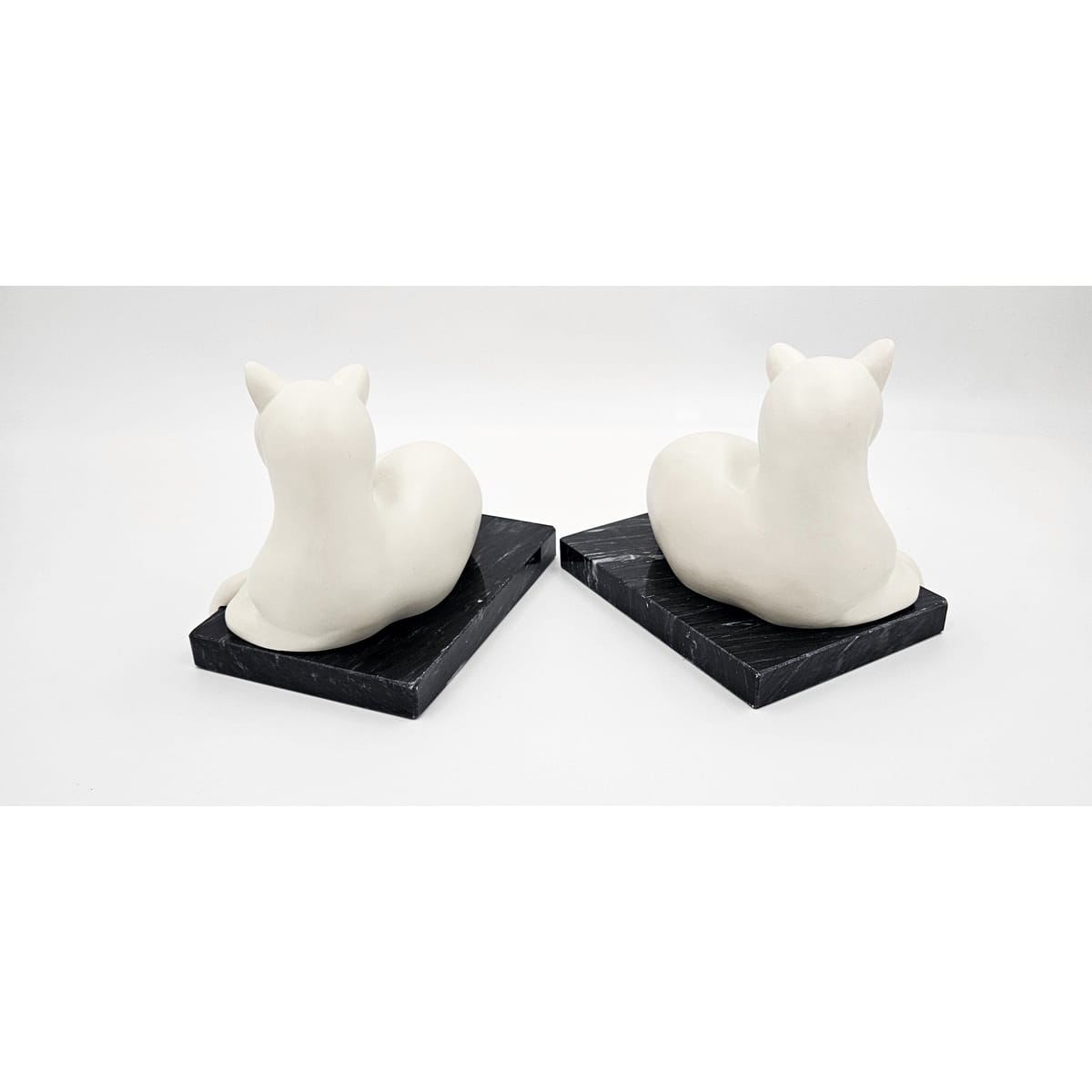 ceramic on Marble Base Cats Kittens Bookends 1960s Retro modernist, view 3 of 6