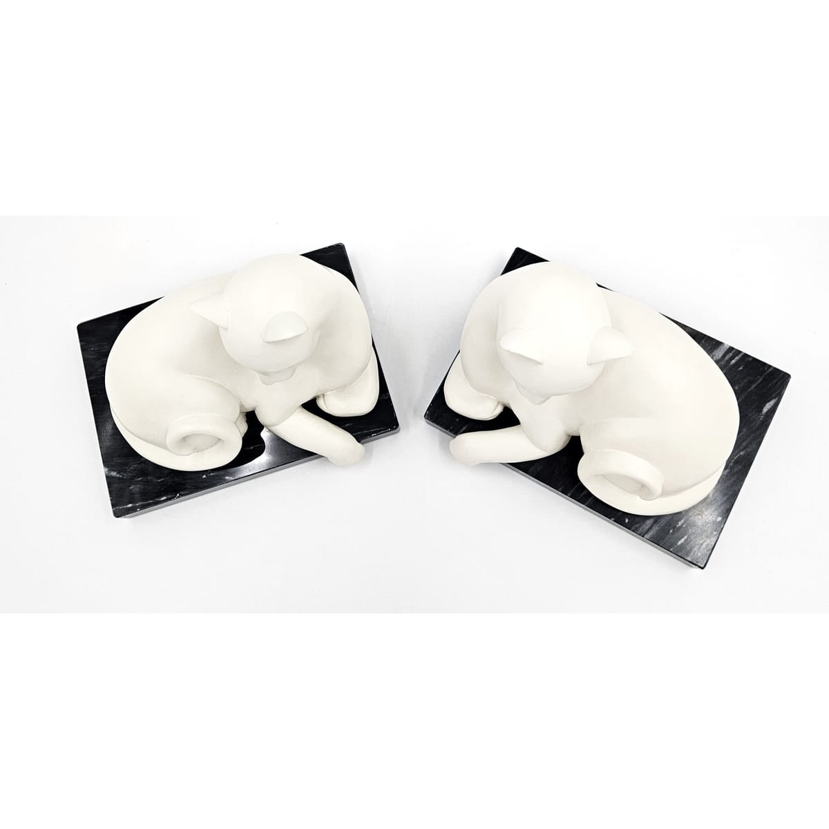 ceramic on Marble Base Cats Kittens Bookends 1960s Retro modernist, view 2 of 6