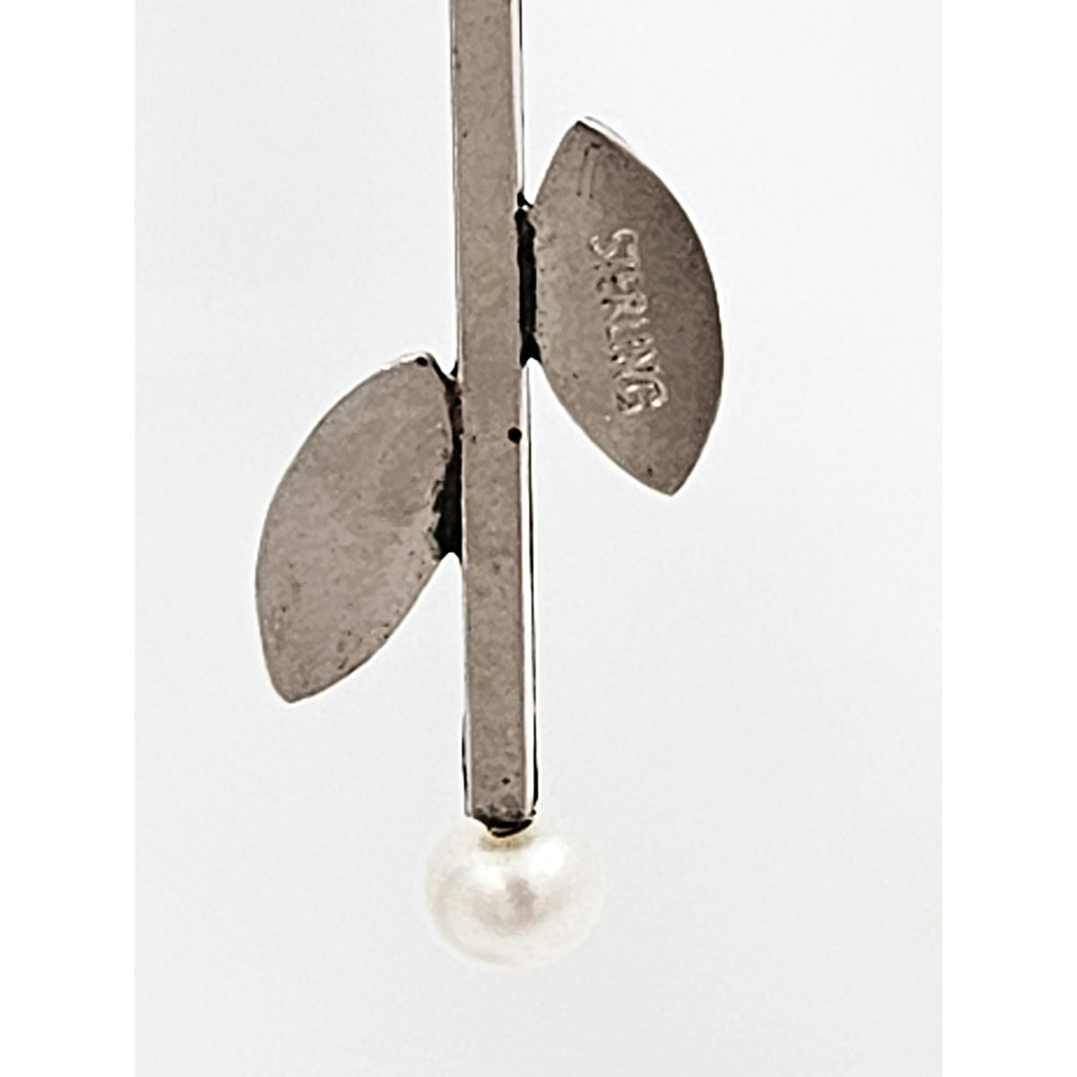 TMCMH Jewelry Artisan Signed  Sterling Silver Blister Pearl Modernist Long Drop Earrings