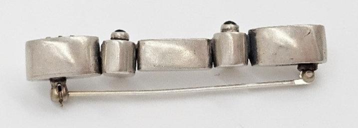 TMCMH Jewelry Artisan Sterling Silver Modernist Bar Brooch Signed