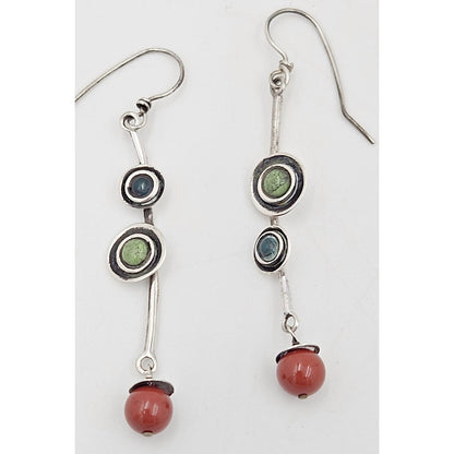 TMCMH Jewelry Designer Signed Sterling Stone  Earrings