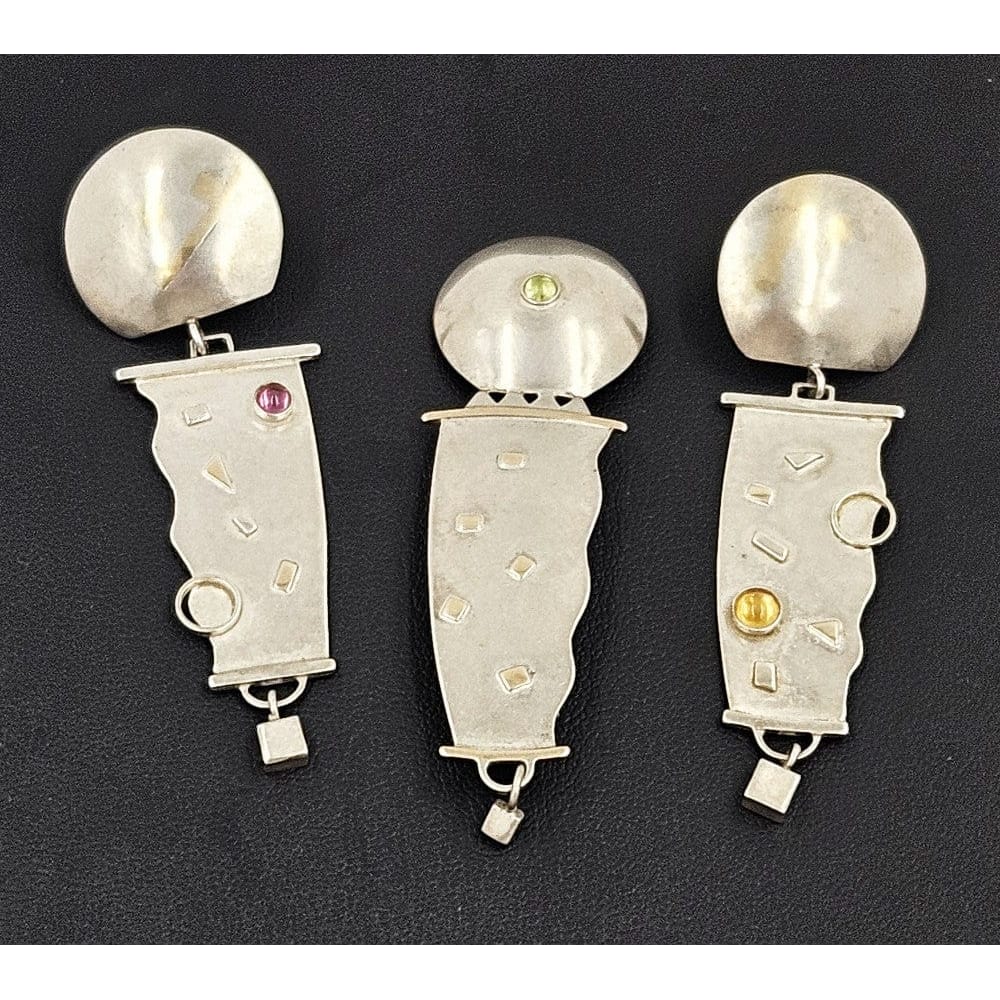 TMCMH Jewelry Sterling Modernist Brooch Earrings SET