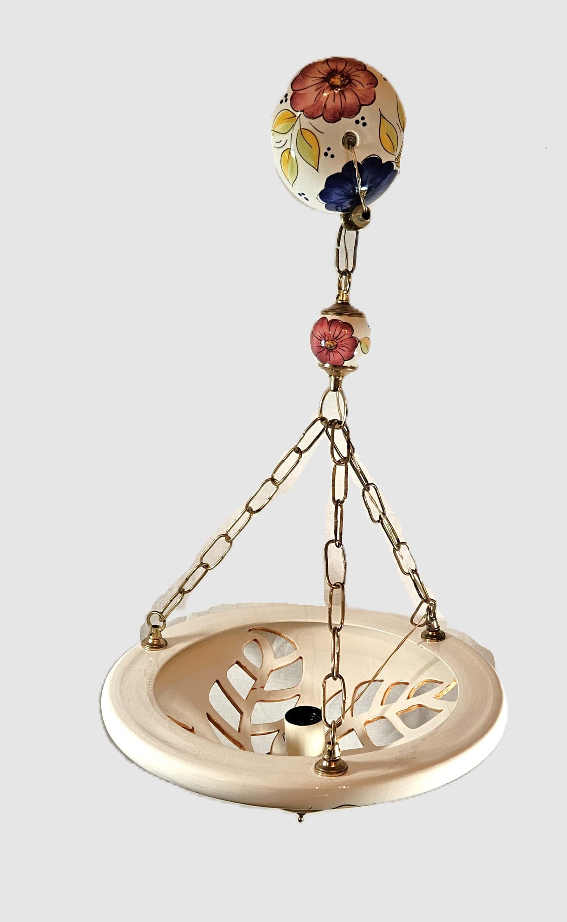 Unbranded Lighting Unbranded Floral Hanging Pendant Light Ceramic Colorful