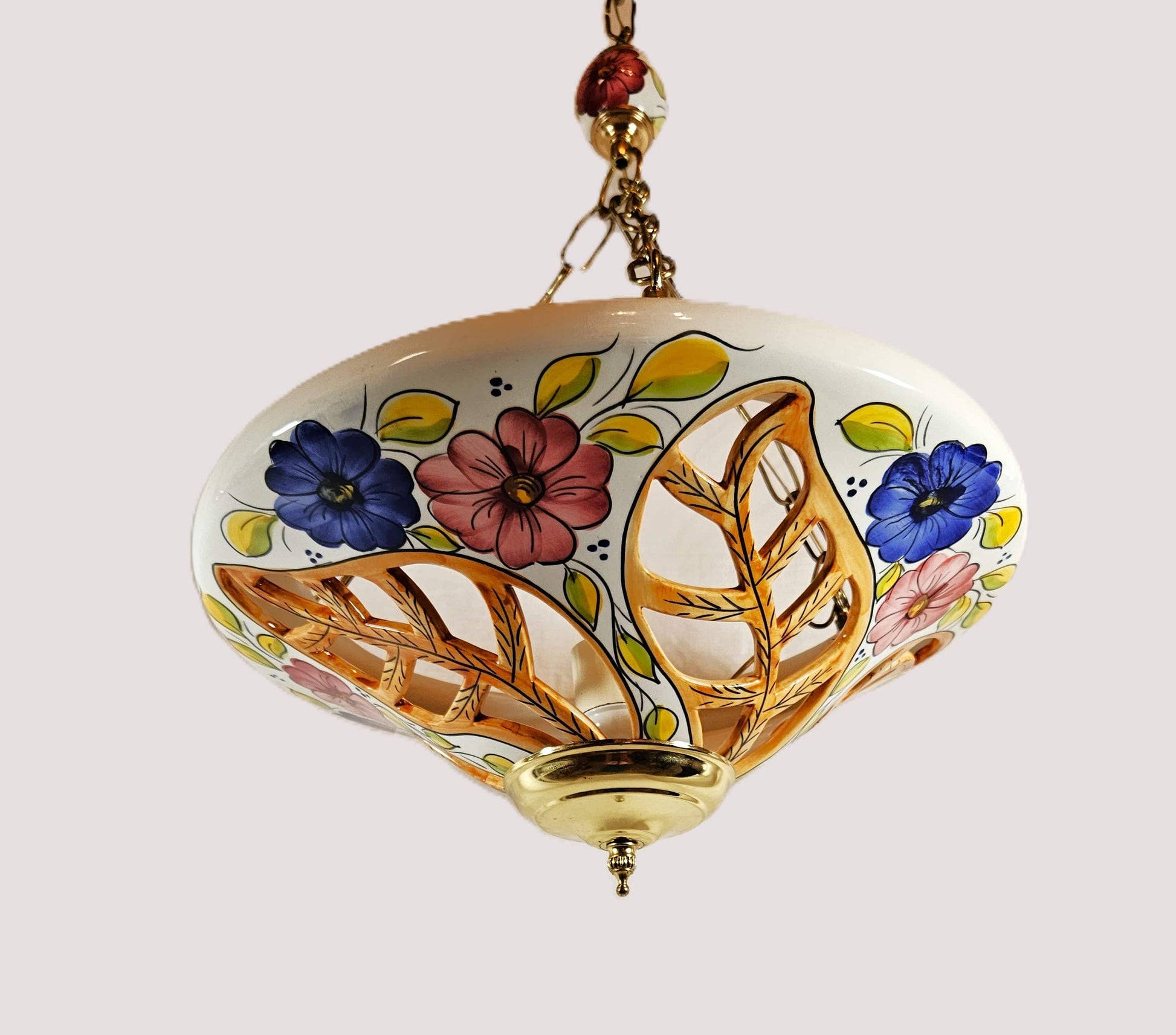 Unbranded Lighting Unbranded Floral Hanging Pendant Light Ceramic Colorful