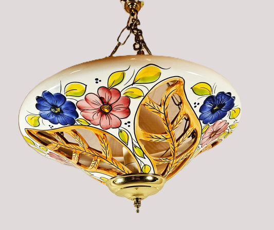 Unbranded Lighting Unbranded Floral Hanging Pendant Light Ceramic Colorful