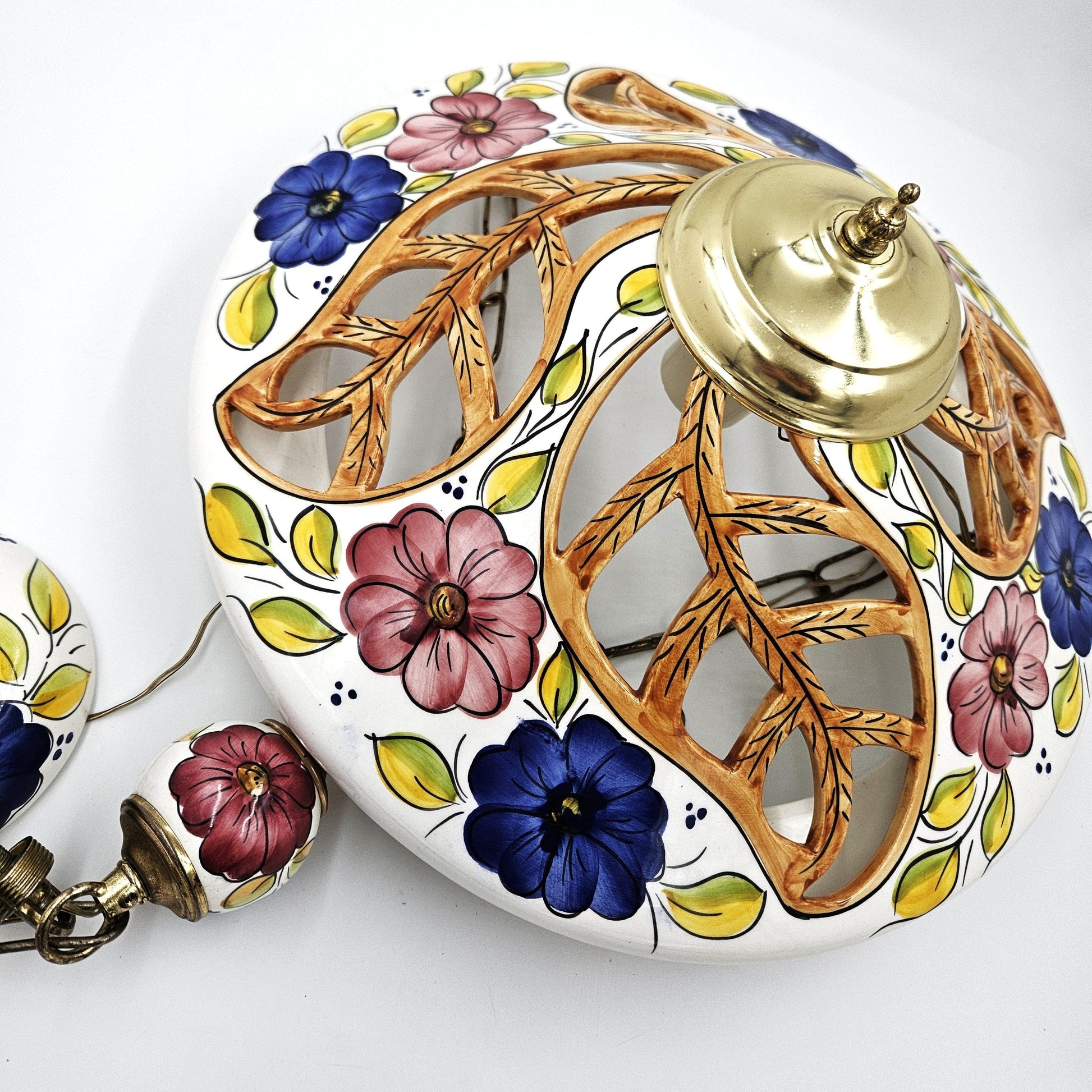 Unbranded Lighting Unbranded Floral Hanging Pendant Light Ceramic Colorful