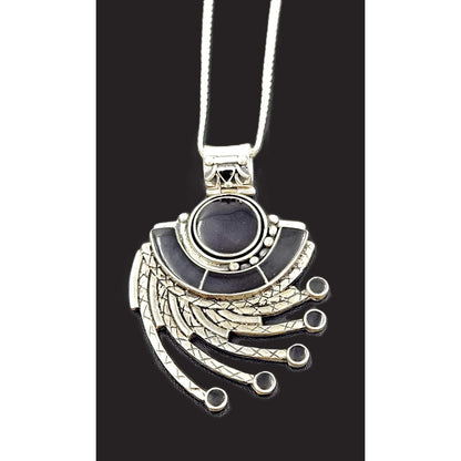Victor Yurivilca Jewelry OOAK Victor Yurivilca Sterling Onyx Abstract Large Statement Pendant Necklace
