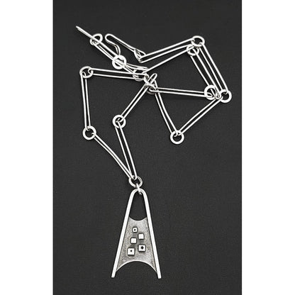 Vintage Artisan Sterling Necklace Jewelry Vintage Retro Atomic Modernist Abstract Sterling Statement Pendant Necklace