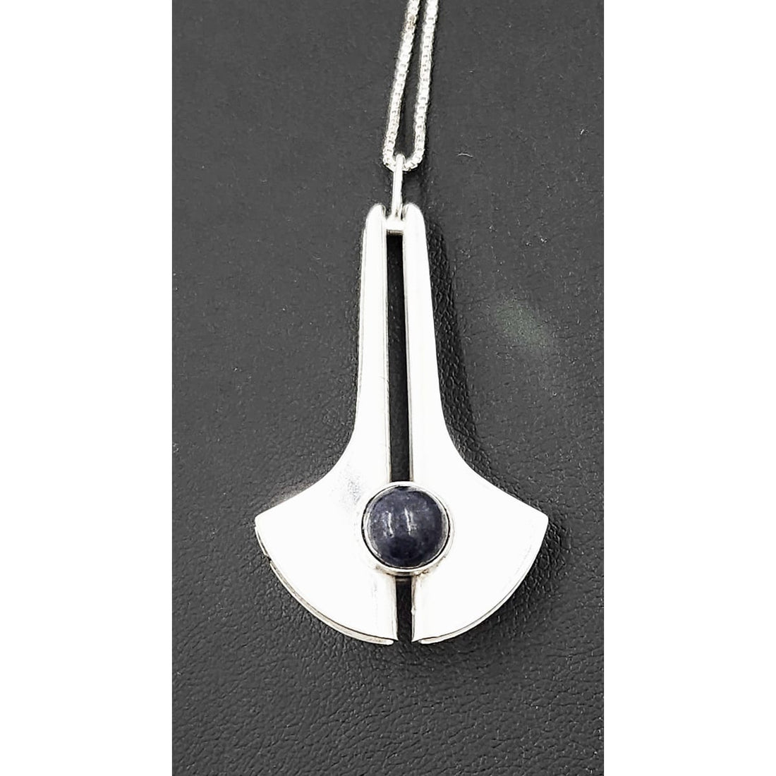 Vintage Poland Artisan Necklace Jewelry Vintage Poland Artisan Modernist Sterling + Lapis Lazuli Pendant Necklace