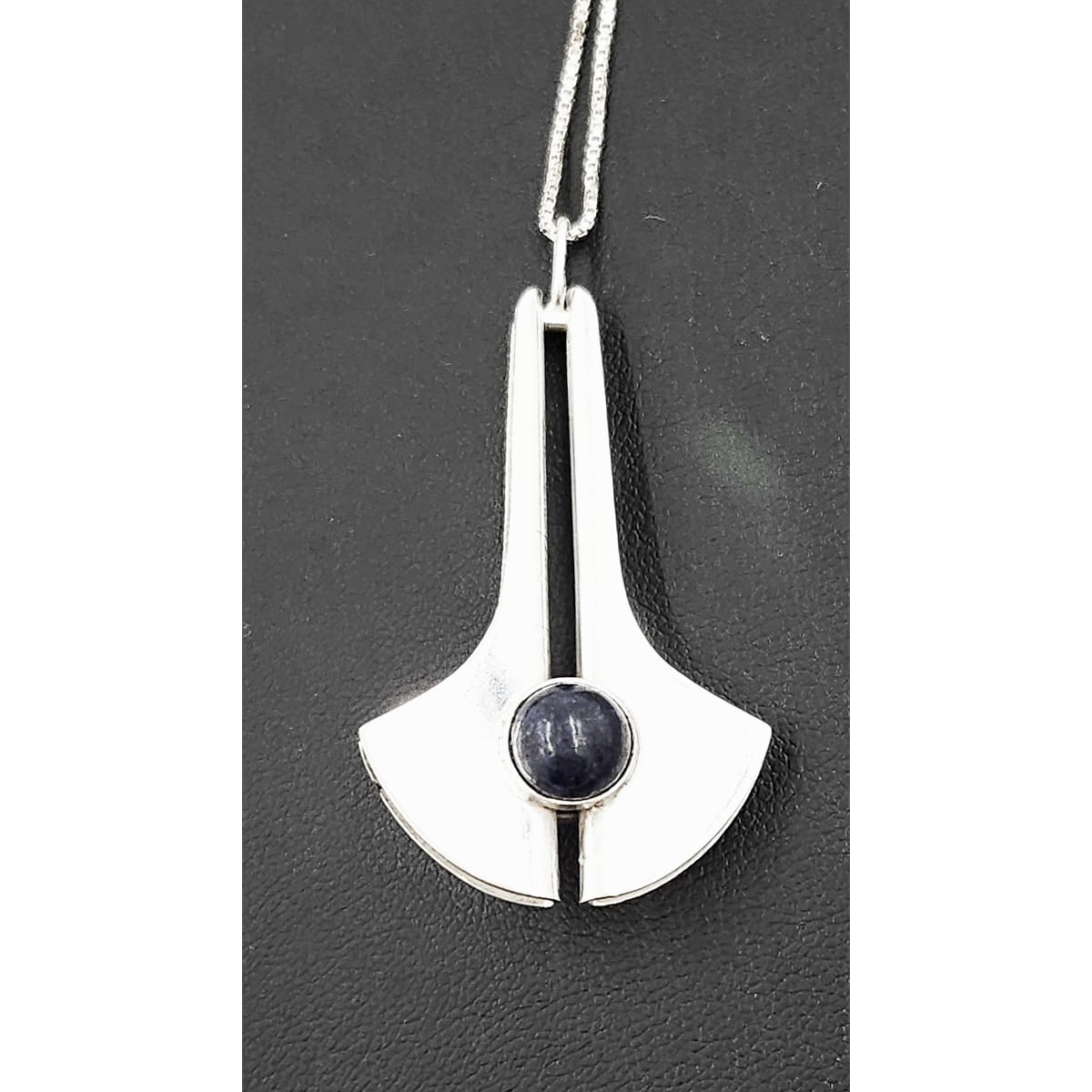 Vintage Poland Artisan Necklace Jewelry Vintage Poland Artisan Modernist Sterling + Lapis Lazuli Pendant Necklace