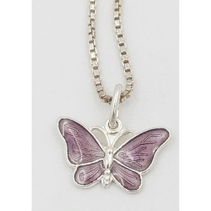 Volmer Bahner Jewelry Danish Designer Volmer Bahner Sterling &amp; Enamel Butterfly Necklace 1950s