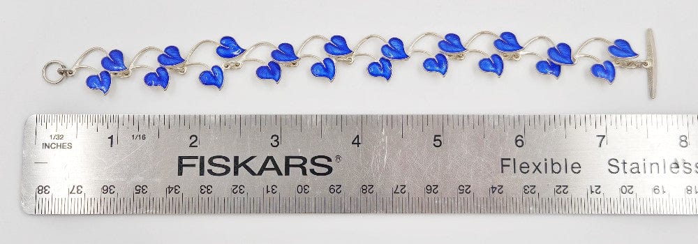 Volmer Bahner Jewelry Danish Designer Volmer Bahner Sterling & Enamel Flower Link Bracelet 1940s