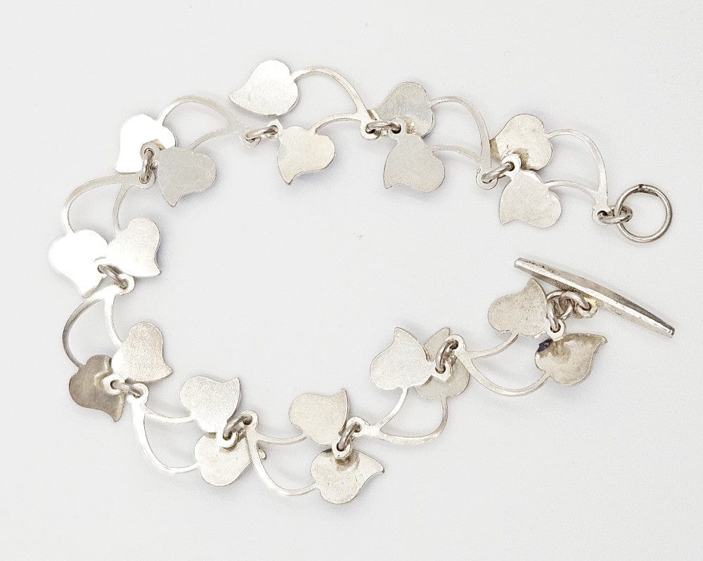 Volmer Bahner Jewelry Danish Designer Volmer Bahner Sterling & Enamel Flower Link Bracelet 1940s