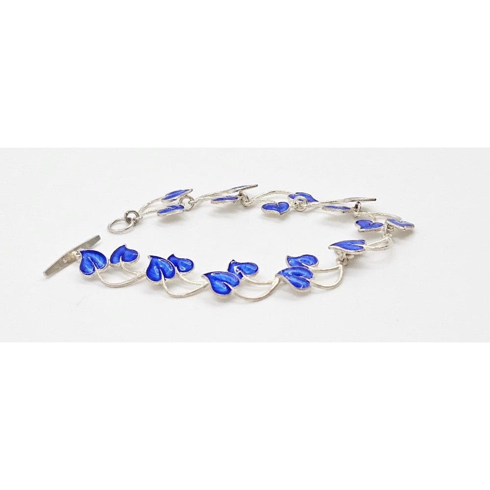 Volmer Bahner Jewelry Danish Designer Volmer Bahner Sterling &amp; Enamel Flower Link Bracelet 1940s