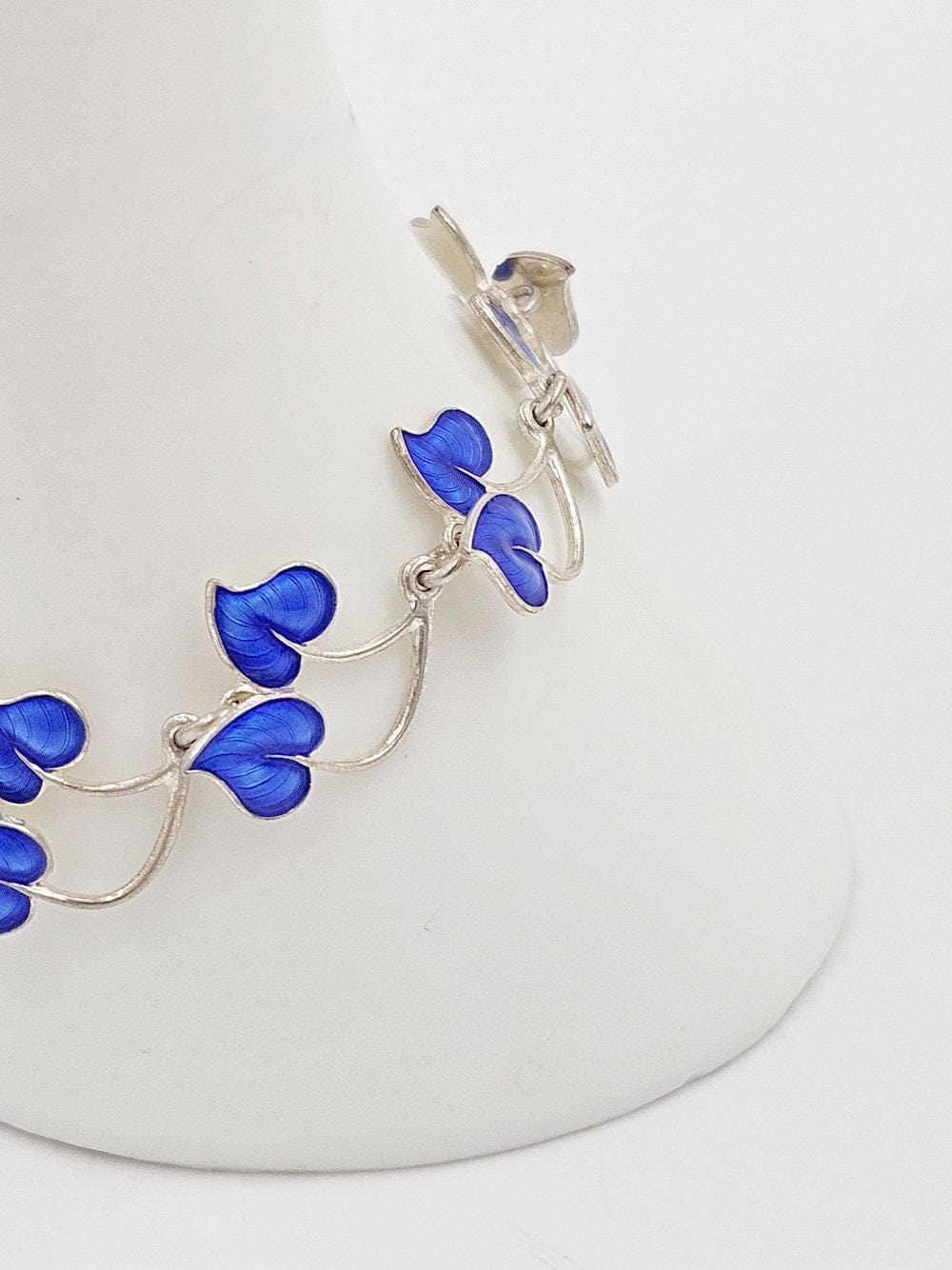 Volmer Bahner Jewelry Danish Designer Volmer Bahner Sterling & Enamel Flower Link Bracelet 1940s