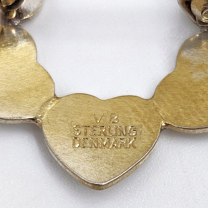 Volmer Bahner Jewelry Danish Designer Volmer Bahner Sterling &amp; Enamel Hearts Brooch Circa 1950s