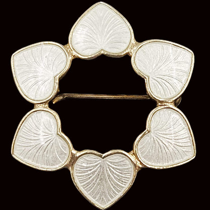 Volmer Bahner Jewelry Danish Designer Volmer Bahner Sterling &amp; Enamel Hearts Brooch Circa 1950s