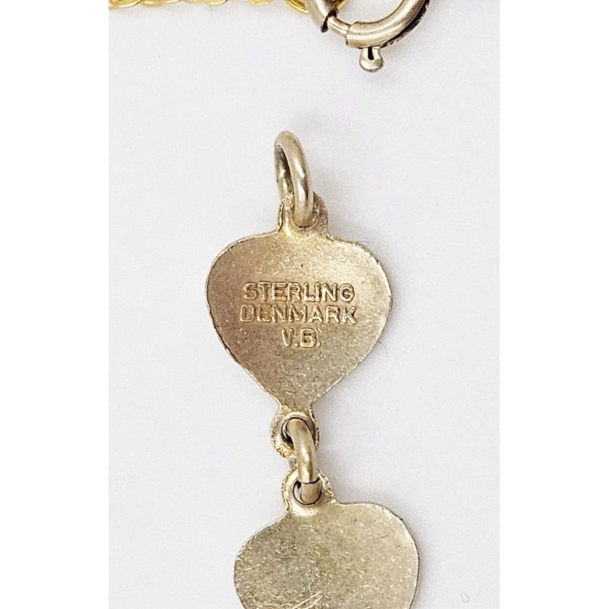 Volmer Bahner Jewelry Danish Designer Volmer Bahner Sterling &amp; Enamel Hearts Necklace 1950s