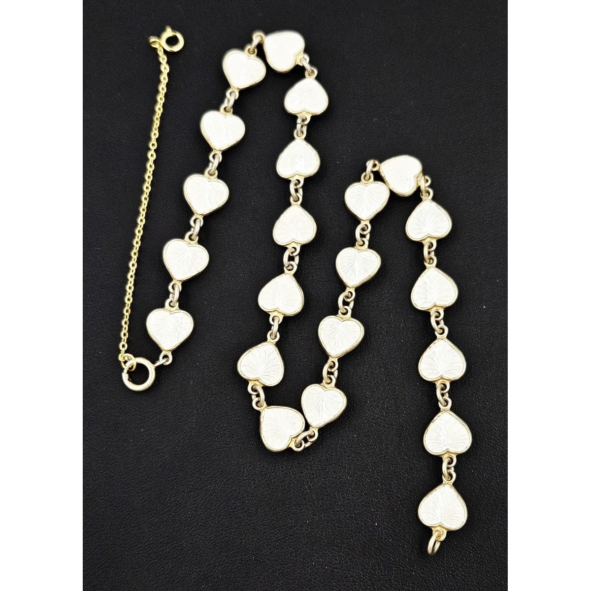 Volmer Bahner Jewelry Danish Designer Volmer Bahner Sterling &amp; Enamel Hearts Necklace 1950s
