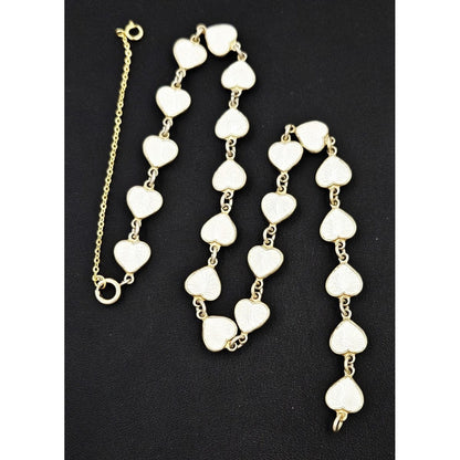Volmer Bahner Jewelry Danish Designer Volmer Bahner Sterling &amp; Enamel Hearts Necklace 1950s
