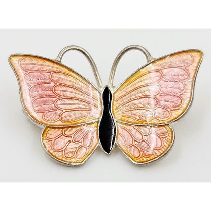Volmer Bahner Jewelry Denmark Volmer Bahner Sterling Petite Pink Enamel Butterfly Brooch C. 1950s