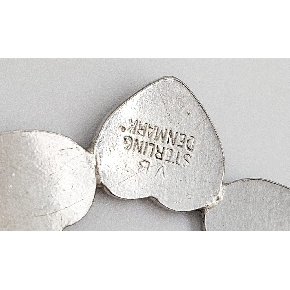 Volmer Bahner Jewelry Denmark Volmer Bahner Sterling Silver Enamel Hearts Circle Brooch 1950s