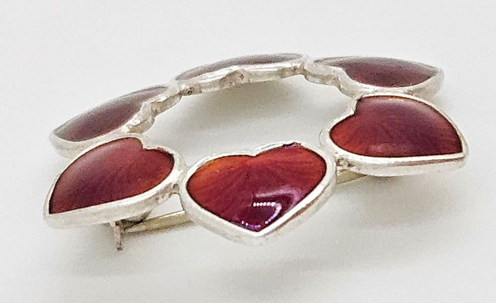 Volmer Bahner Jewelry Denmark Volmer Bahner Sterling Silver Enamel Hearts Circle Brooch 1950s