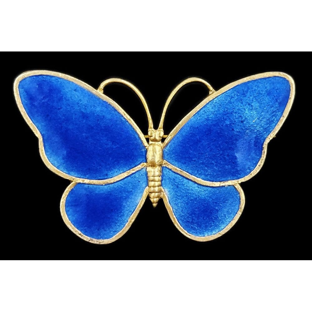 Volmer Bahner Jewelry Rare Denmark Volmer Bahner Sterling Blue Enamel Hefty Butterfly Brooch 1950s
