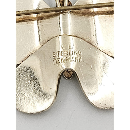 Volmer Bahner Jewelry Rare Denmark Volmer Bahner Sterling Blue Enamel HUGE Butterfly Brooch 1940s