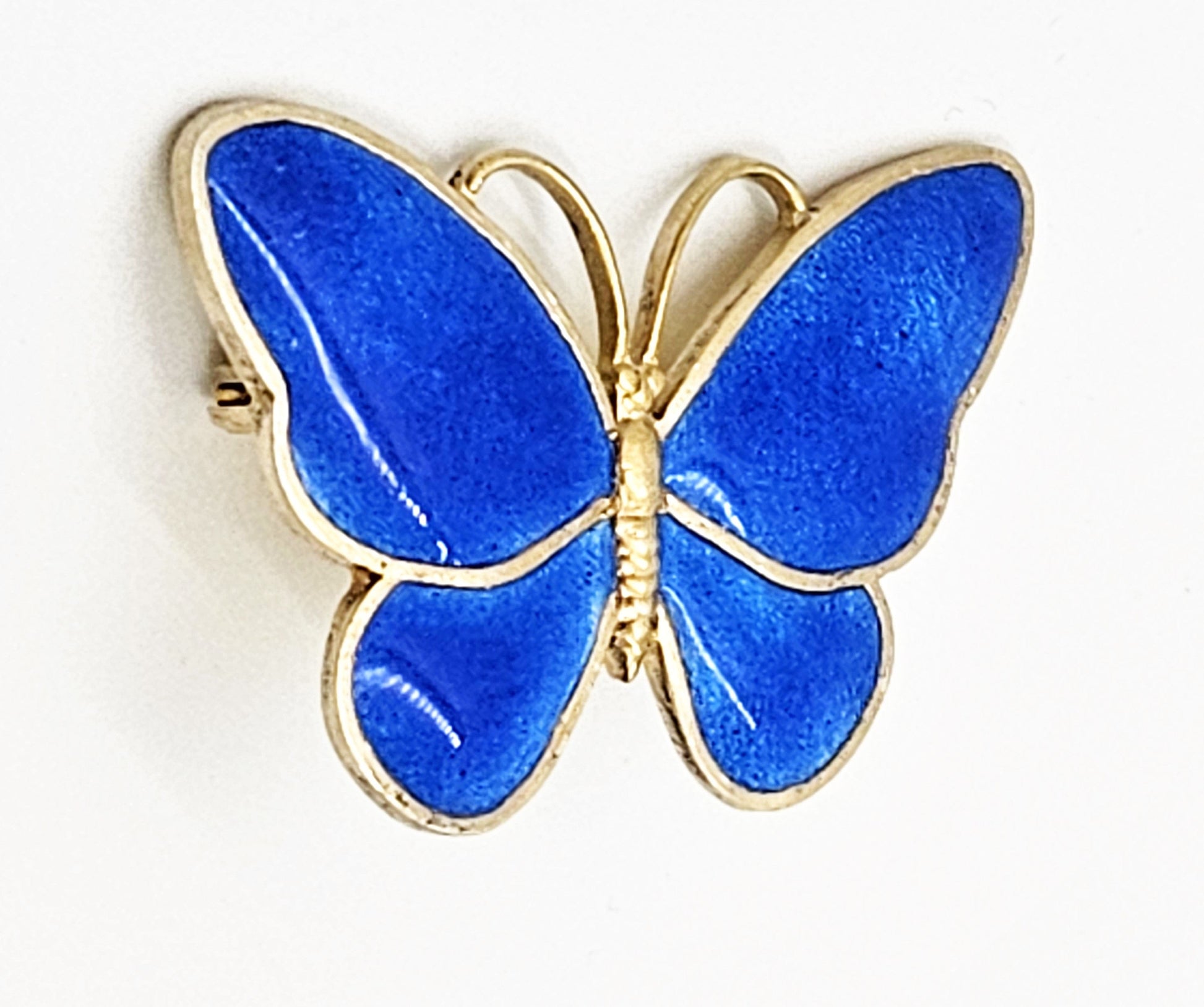 Volmer Bahner Jewelry Rare Denmark Volmer Bahner Sterling Blue Enamel HUGE Butterfly Brooch 1940s