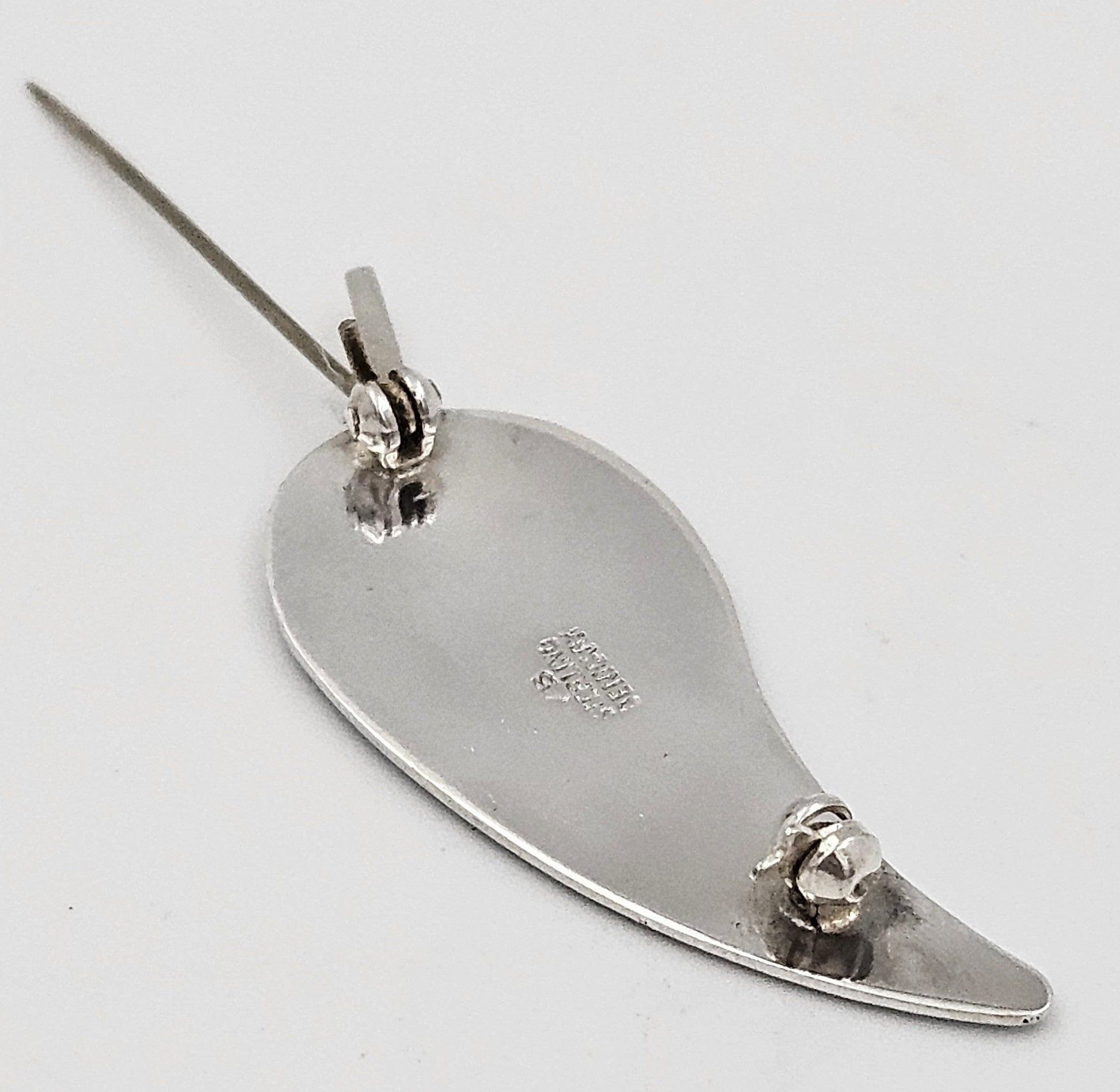 Volmer Bahner Jewelry Volmer Bahner Denmark Sterling Lt Blue Enamel Leaf or Feather Brooch 1950s