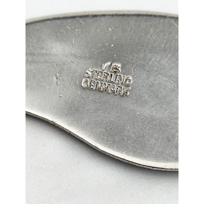 Volmer Bahner Jewelry Volmer Bahner Denmark Sterling Lt Blue Enamel Leaf or Feather Brooch 1950s