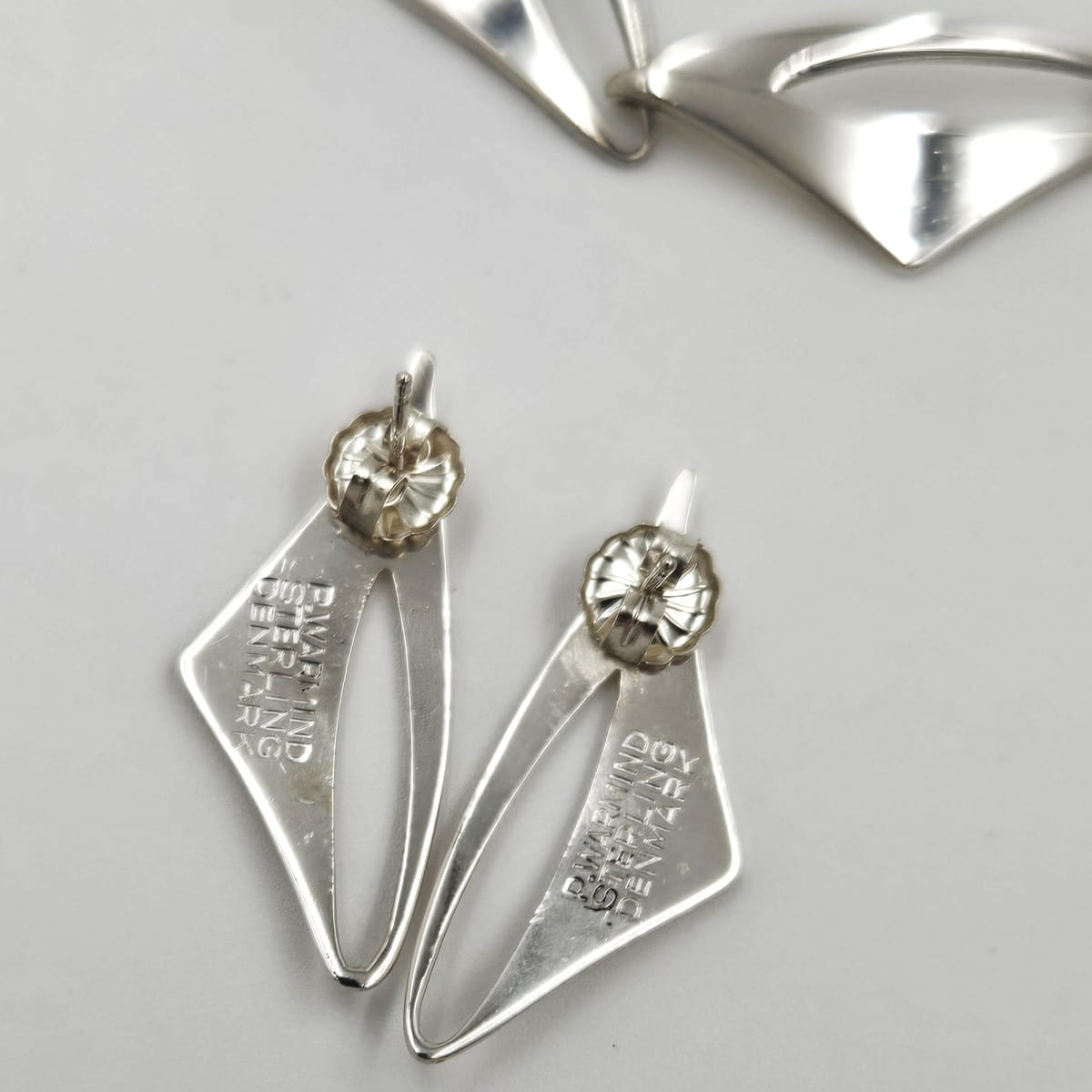 Warmind Jewelry Rare Poul WARMIND Denmark Sterling Modernist Necklace Earrings Set 1960&