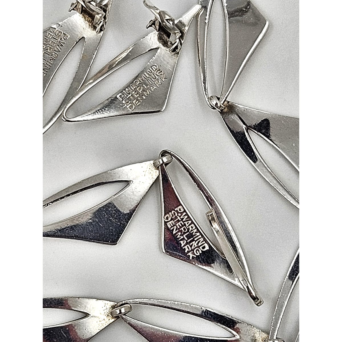 Warmind Jewelry Rare Poul WARMIND Denmark Sterling Modernist Necklace Earrings Set 1960&
