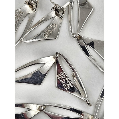Warmind Jewelry Rare Poul WARMIND Denmark Sterling Modernist Necklace Earrings Set 1960&