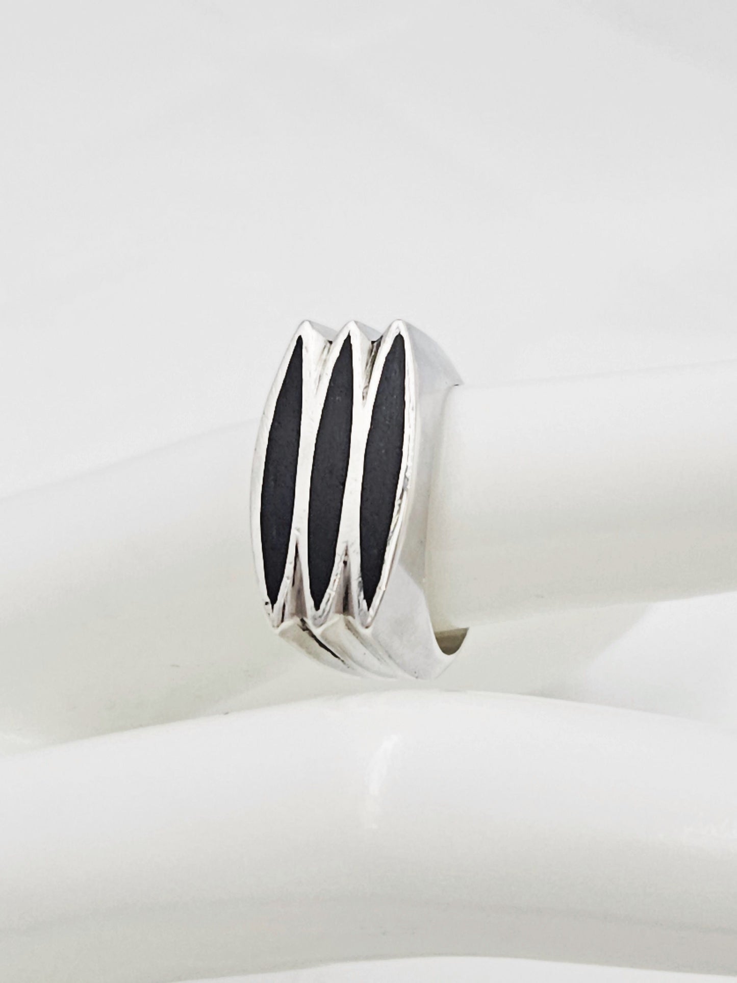 Warmind Jewelry Warmind Denmark Sterling Black Enamel Denmark Modernist Ring