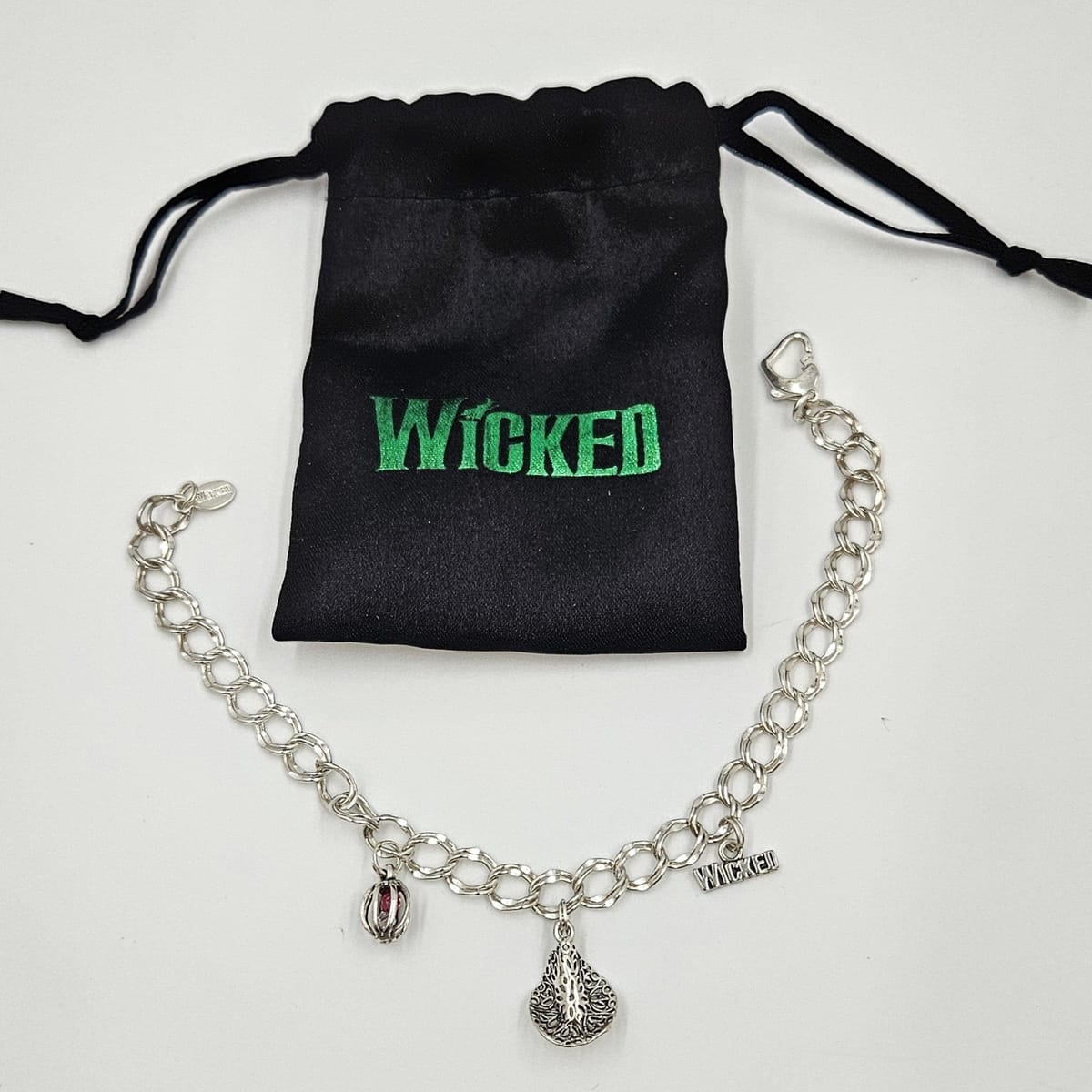 Wicked Sterling Silver Charm Bracelet Bracelet VTG Original Wicked Sterling Silver Swarowski Crystal Charm Bracelet with Bag