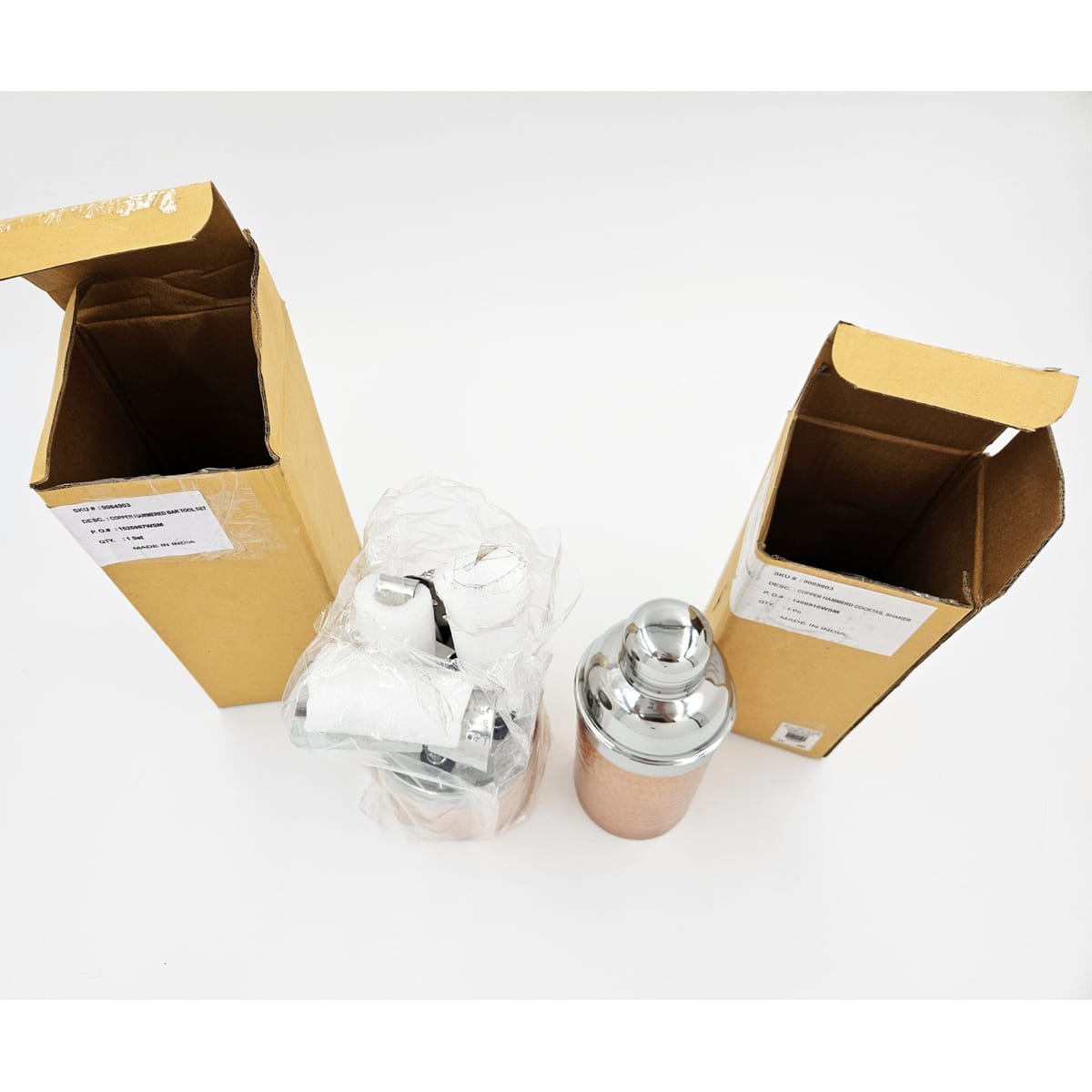 Williams Sonoma Barware NOS Retired Williams Sonoma Bar Tool Hammered Copper Cocktail Shaker Set