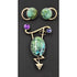 Yumi Ueno Jewelry Designer Yumi Ueno Modernist Sterling 14k Gold Stone Brooch & Earrings Set
