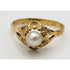 18k Gold Spain Jewelry Vintage Estate Spain Designer 18k Gold & Pearl Artisan Flower Top Cocktail Ring