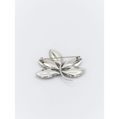 A &amp; K Denmark Jewelry Denmark Designer Aarre Krogh A&amp;K Sterling Silver 5 Leaf Brooch Pendant 1950s