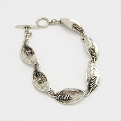 A &amp; K Denmark Jewelry Modernist Sterling 3-D Calle Lily Flower Links Bracelet by Aarre &amp; Krogh Denmark 1960s