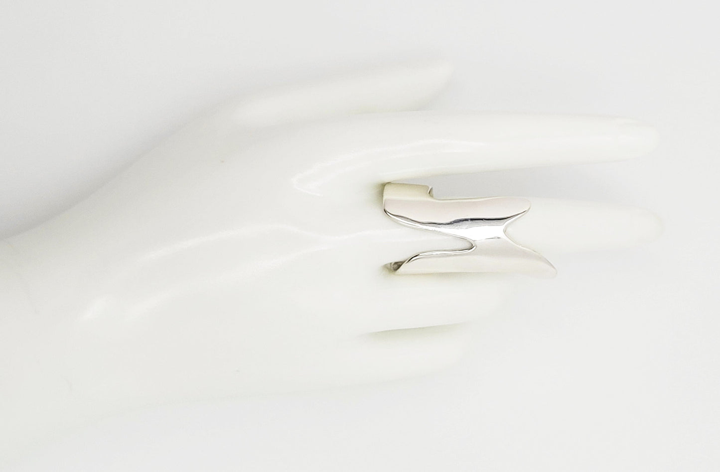 Abstract Artisan Sterling Ring Jewelry Artisan Made Vintage Sterling Silver Huge Abstract Modernist Half Finger Ring