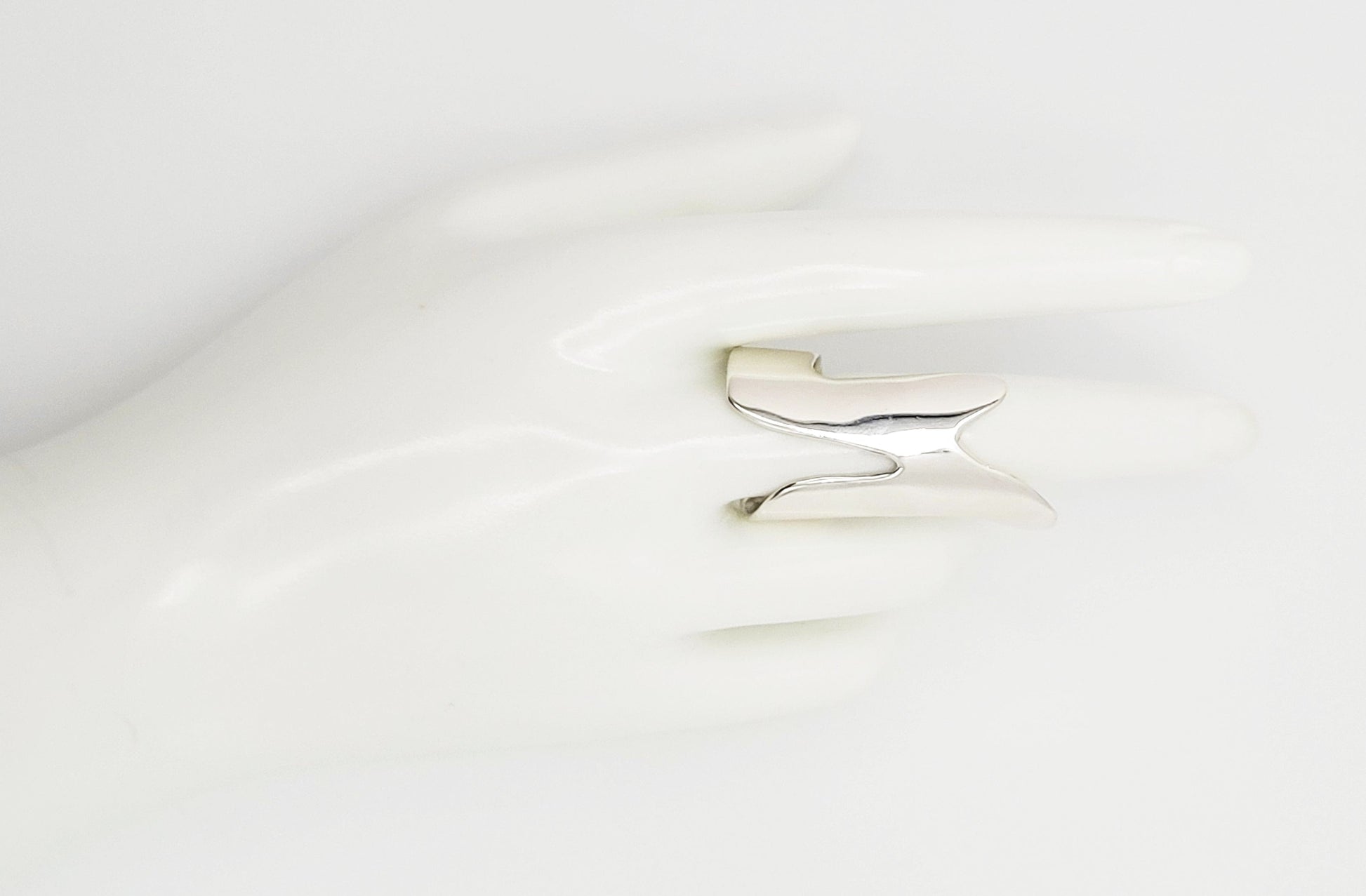 Abstract Artisan Sterling Ring Jewelry Artisan Made Vintage Sterling Silver Huge Abstract Modernist Half Finger Ring